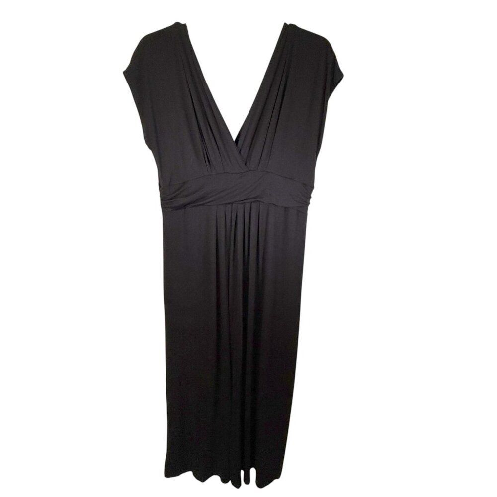 IMAN Elegant Black Deep V Maxi Dress NWT-Womens Size 1X